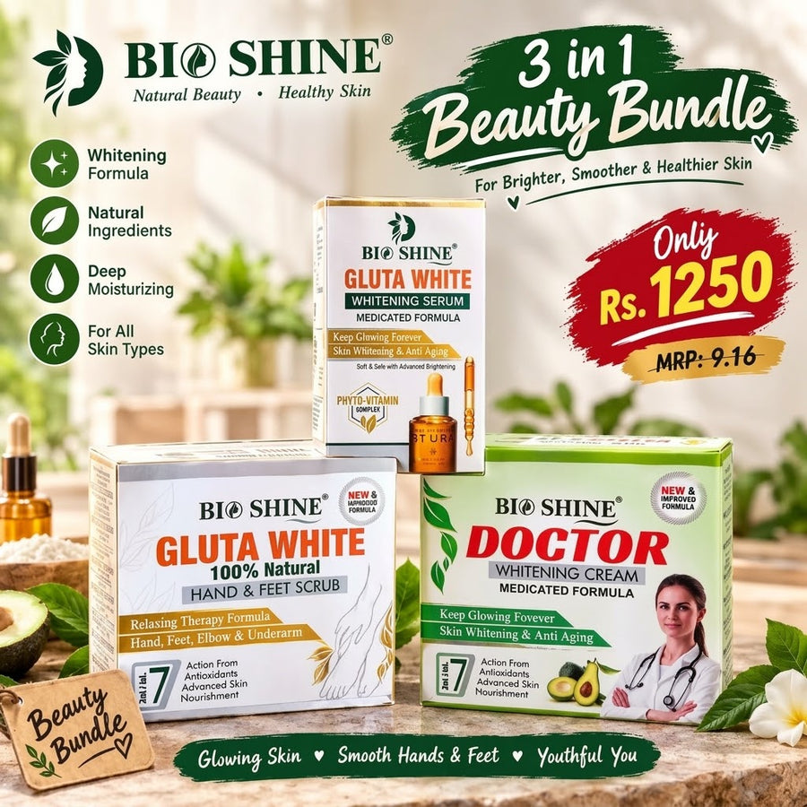 Bio Shine 3 in 1 Beauty Bundle - Gluta White Serum, Scrub & Doctor Cream