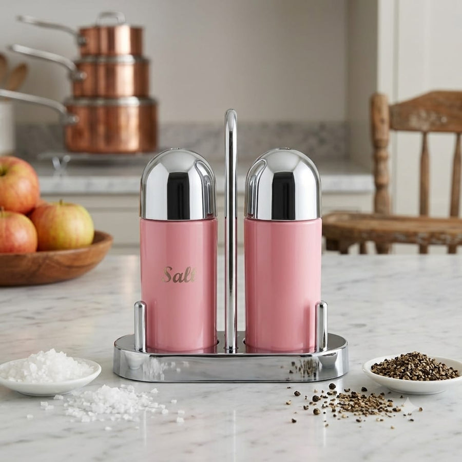 Salt & Pepper Jar - Silver & Pink