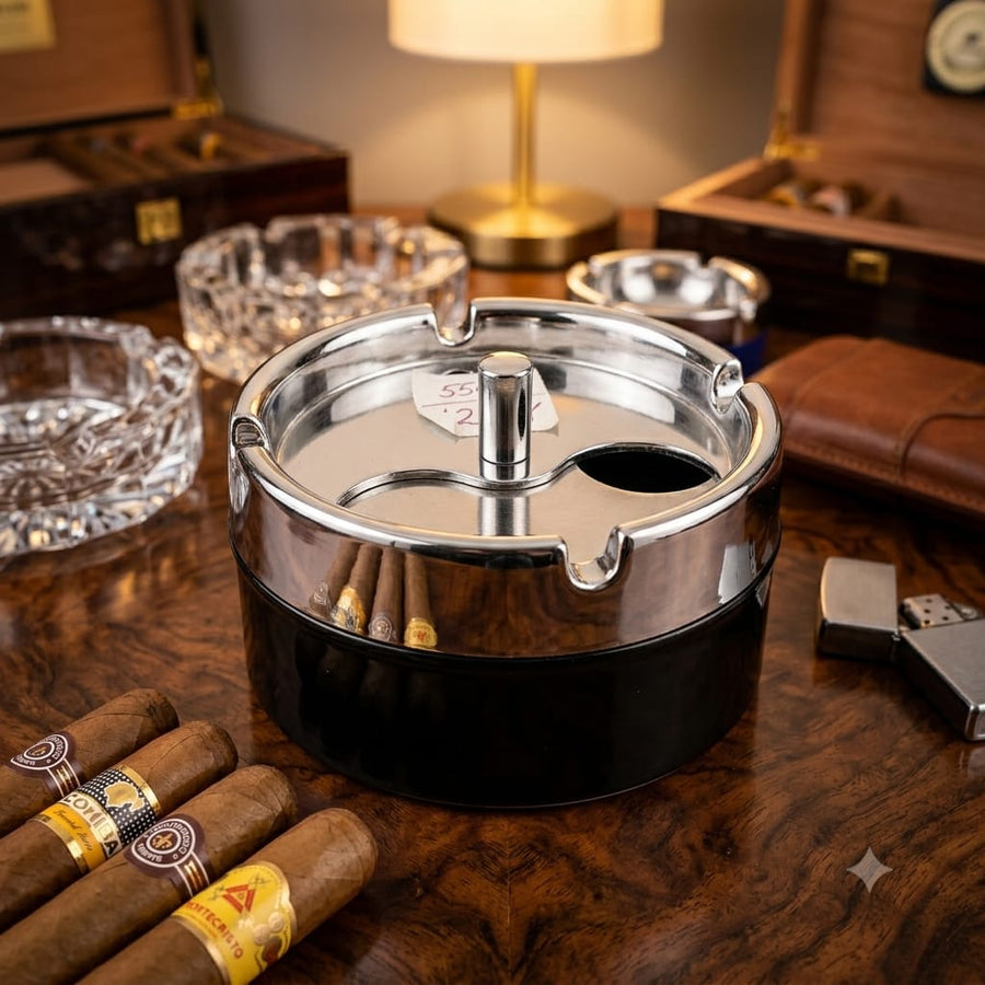 Ash Tray - Silver & Black