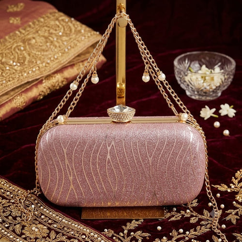 Bridal Fancy Bag - Pink - Chain Style