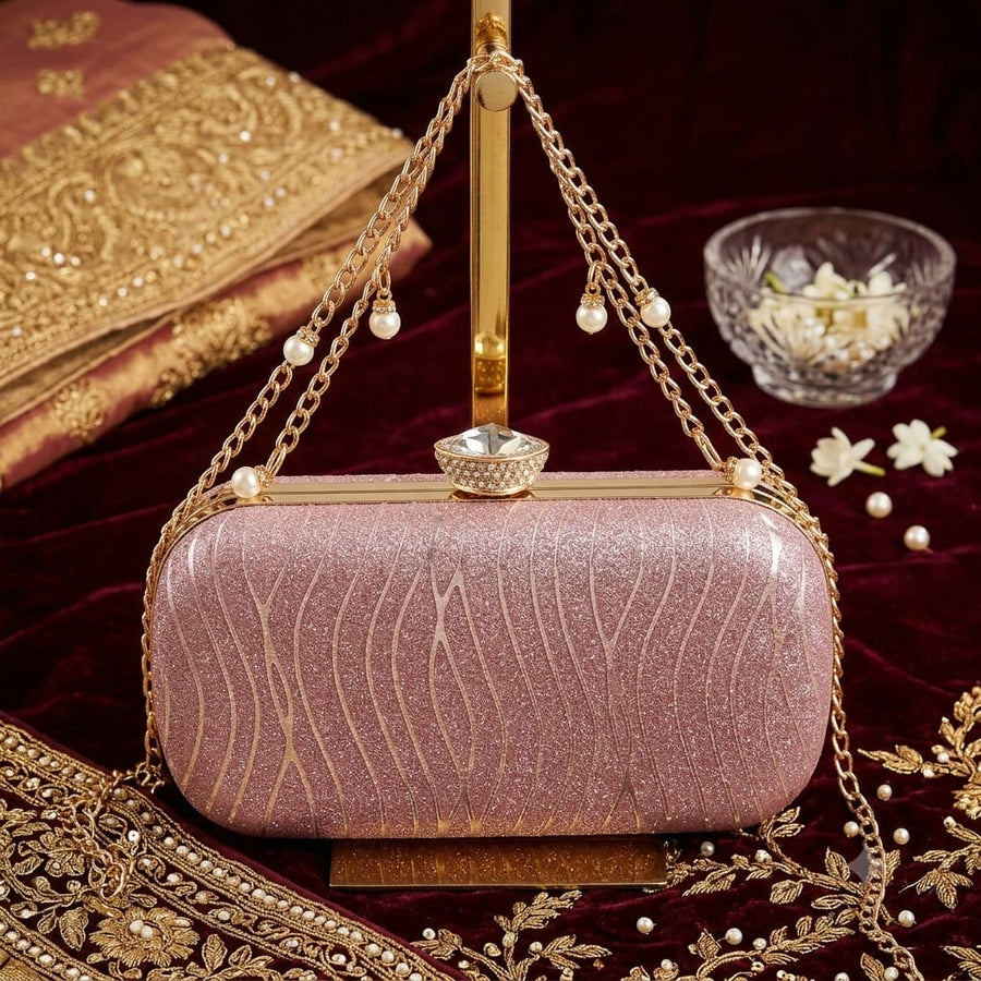 Bridal Fancy Bag - Pink - Chain Style