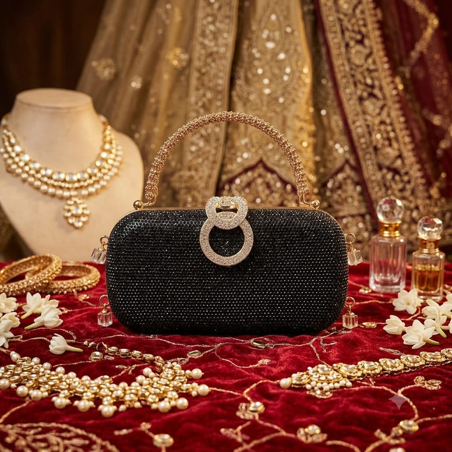 Bridal Fancy Bag - Black - Handle Style