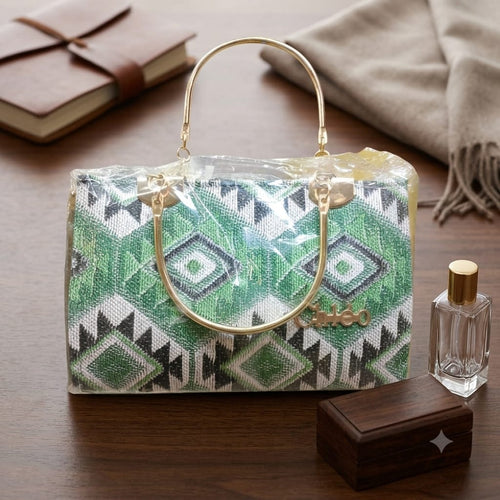 Ladies Fancy Copy Style Bag - White & Green