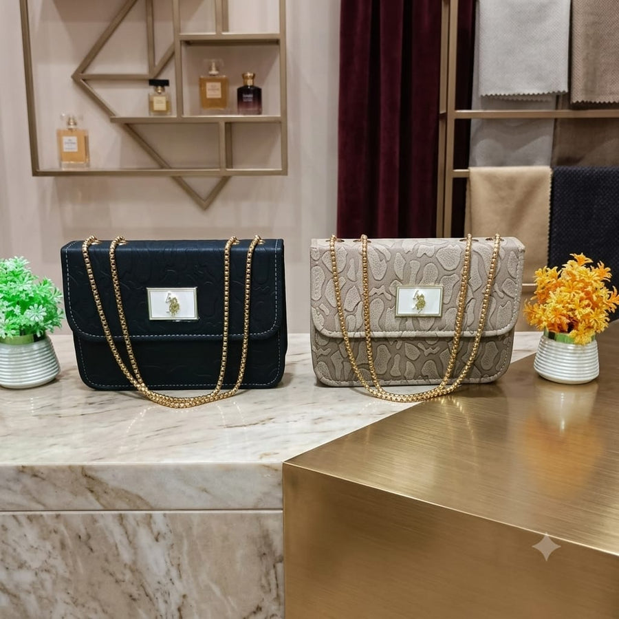 Casual Bag - Imported Black, Skin Golden