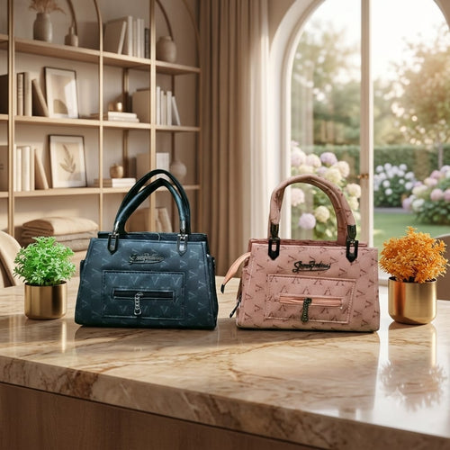 Casual Handbag - Imported Black & Onion Color