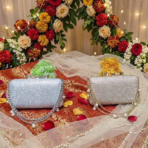 Bridal Purse - Chain Style, Silver & Golden