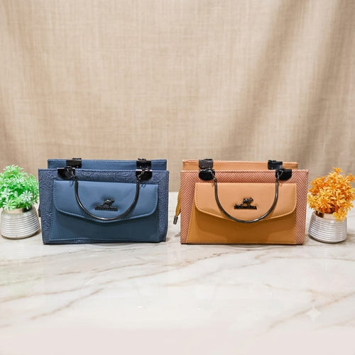 Casual Handbag - Imported Blue, Gray & Skin Color