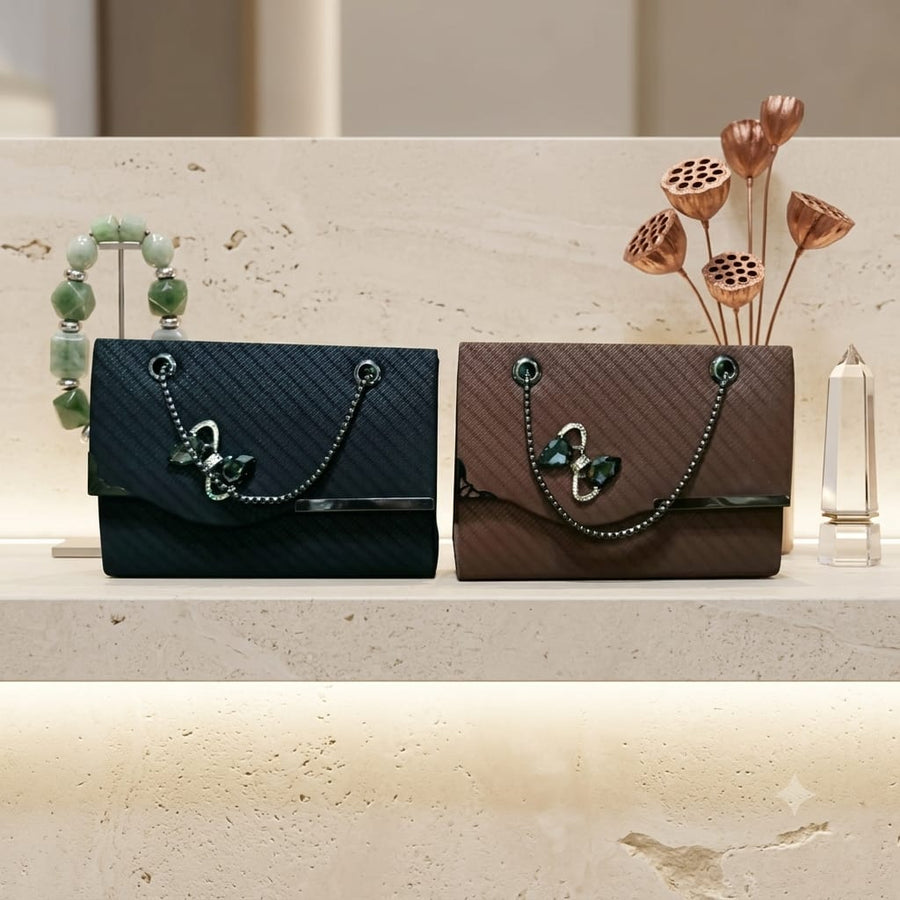 Casual Handbag - Imported Black & Dark Brown