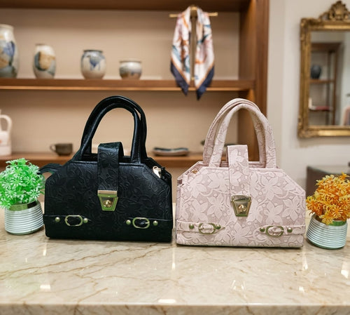 Casual Handcarry Bag - Imported Buckle Style, Black & White