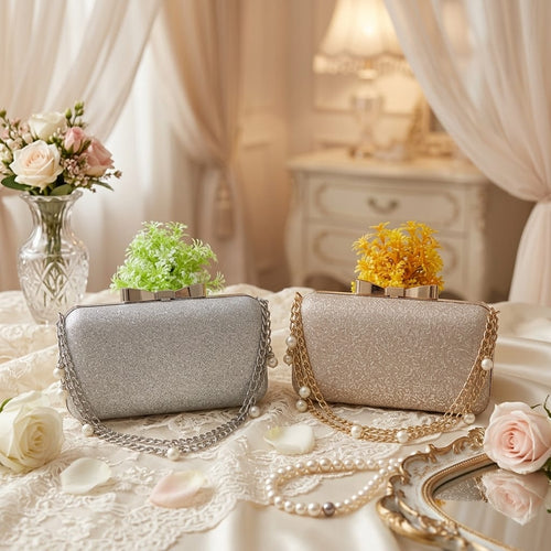 Bridal Purse - Chain Style, Silver & Golden