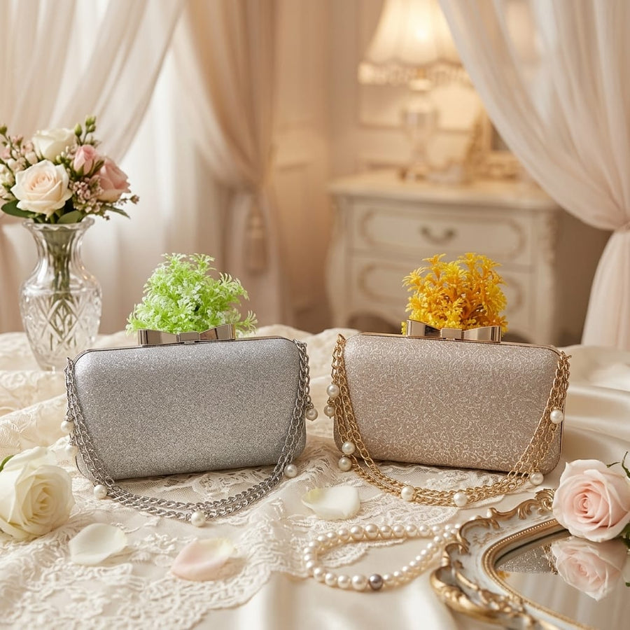 Bridal Purse - Chain Style, Silver & Golden
