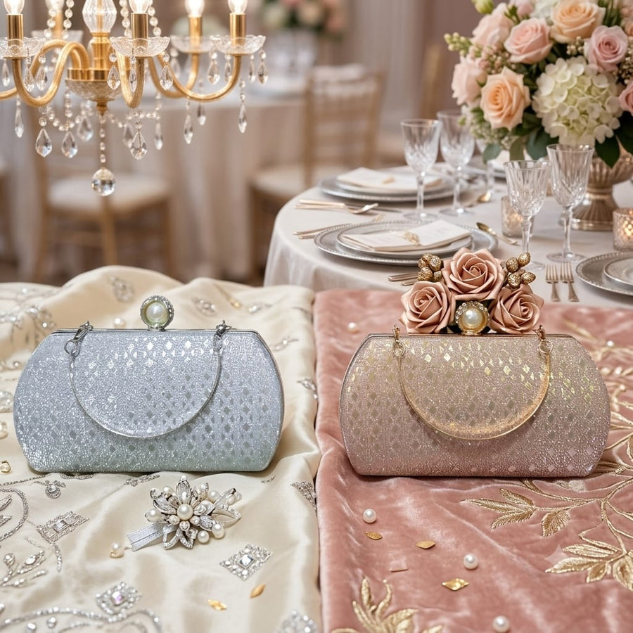 Bridal Purse - Silver & Onion Color