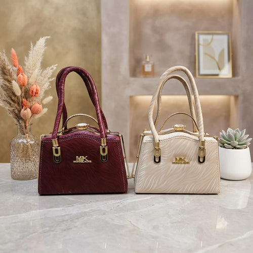 Imported Sholder & Handbag - Maroon & Cream