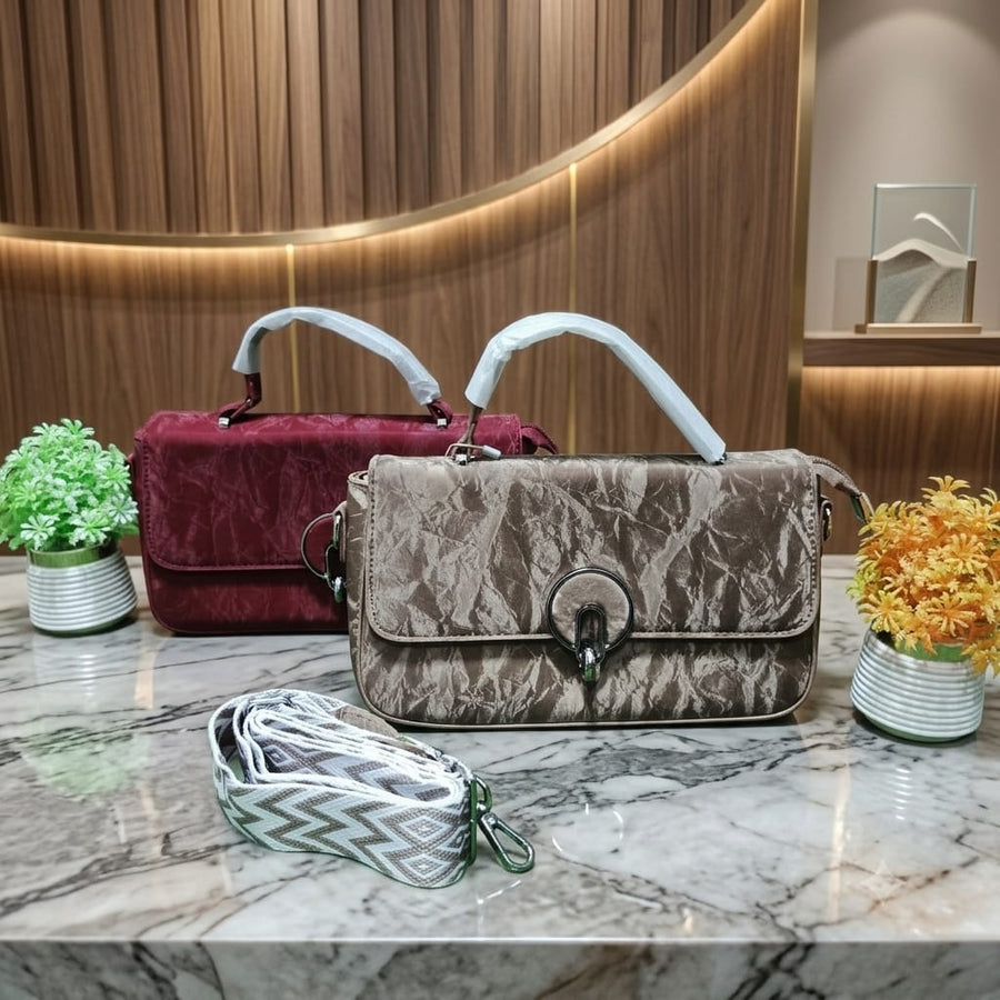 Velvet Fancy Purse - Imported, Maroon & Gray