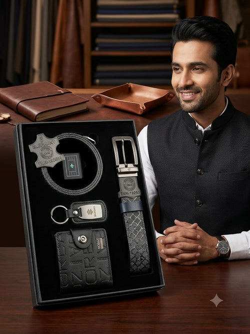 Gents Wallet Gift Set Black Color